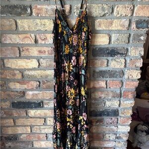 Floral Maxi Dress - Black and Yellow